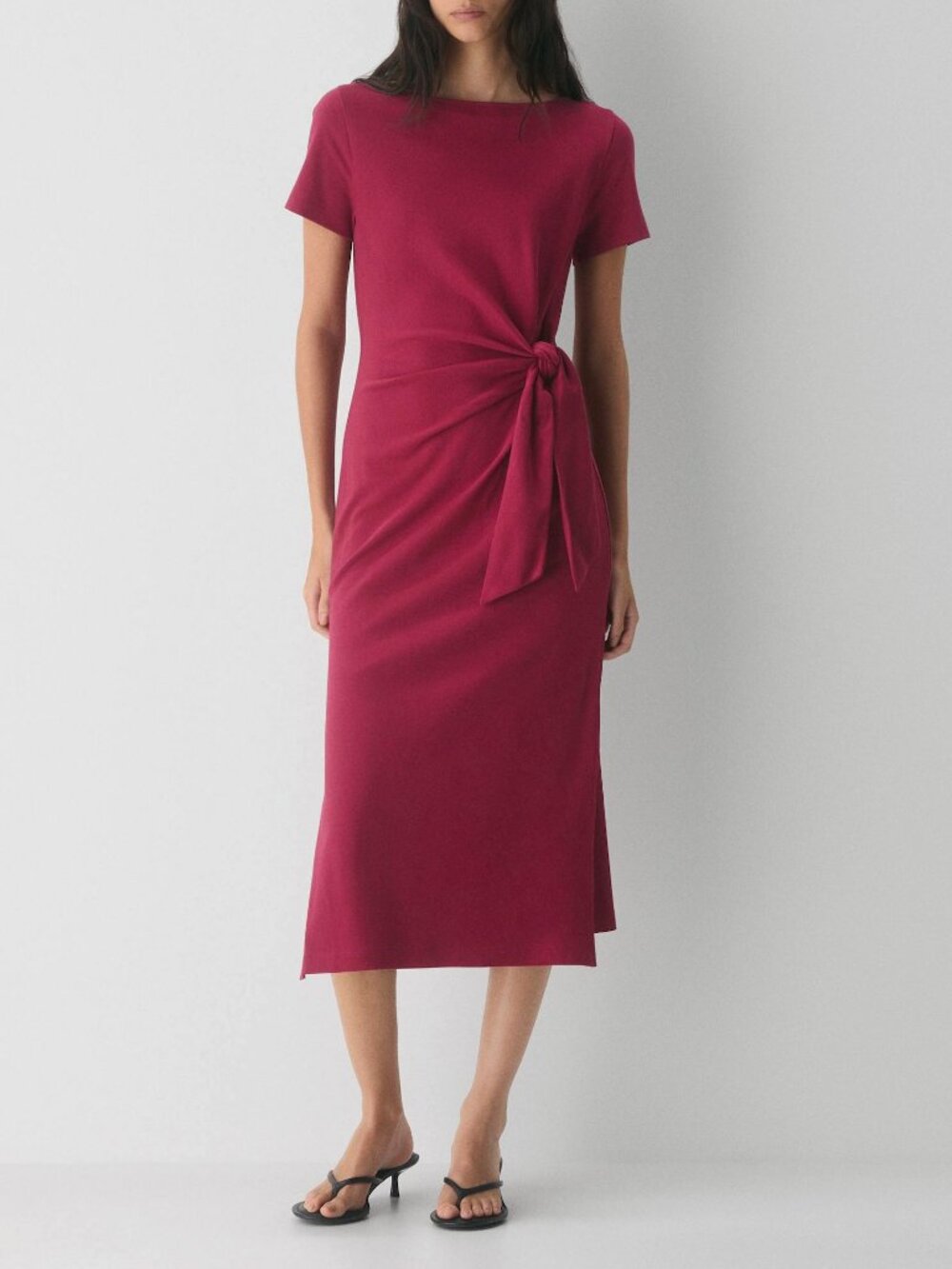 New Aritzia Wilfred 100% Cotton Writer Side Tie Maxi Dress Juicy Rose Small